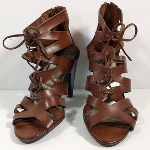 Mossimo Lace Up Heels‎ High Heels Size 7 1/2 Brown Leather #D23